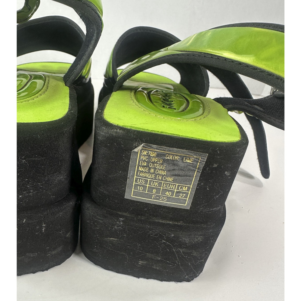 *Damaged* Rare Vtg 90s Skechers Platform Lime Green Chunky Sandals 10 Y2K Rave - Picture 5 of 16